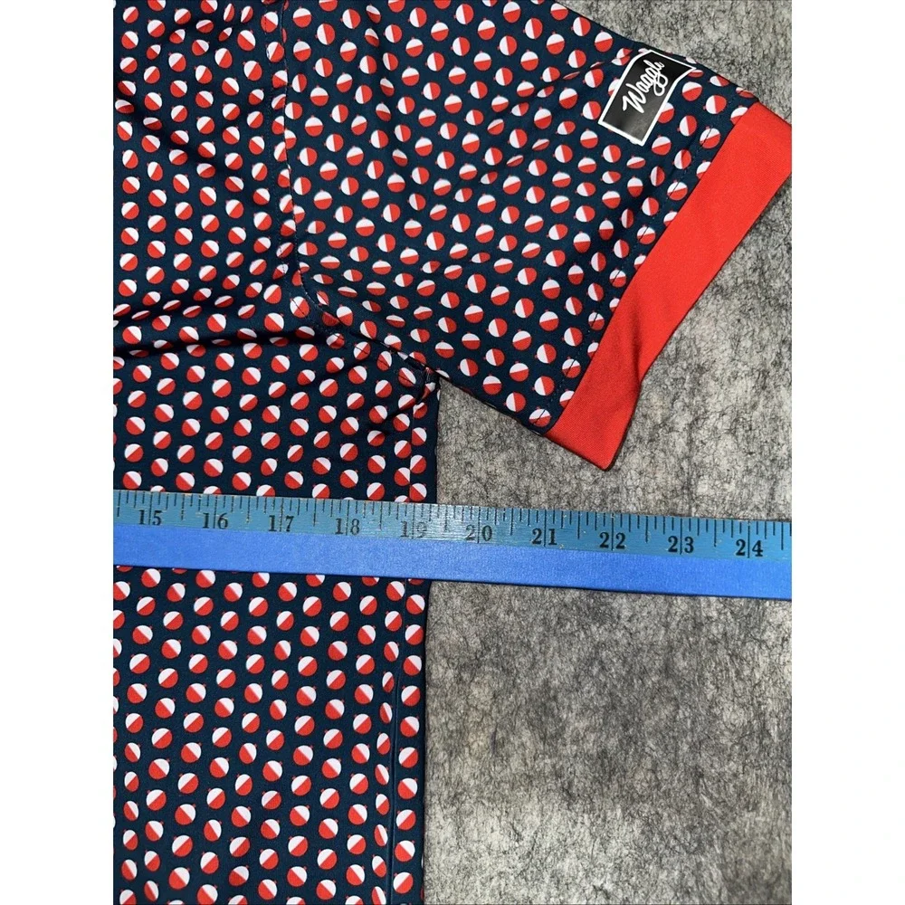 Waggle Men Bobby Golf Polo Size Small with all over Red Bobbers print‎ (005-7) - Picture 5 of 7